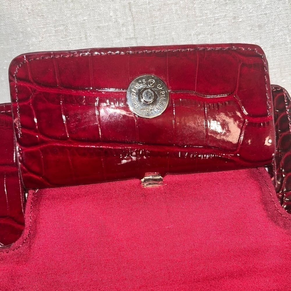 WHITE HOUSE | BLACK MARKET Red Crocodile Clutch Bag with Silver Clasp EUC - Picture 14 of 16